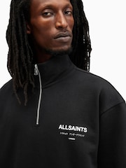 AllSaints Black Underground Half Zip 100% Organic Cotton Sweatshirt - Image 4 of 7