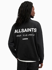AllSaints Black Underground Half Zip 100% Organic Cotton Sweatshirt - Image 6 of 7