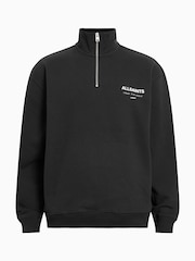 AllSaints Black Underground Half Zip 100% Organic Cotton Sweatshirt - Image 7 of 7
