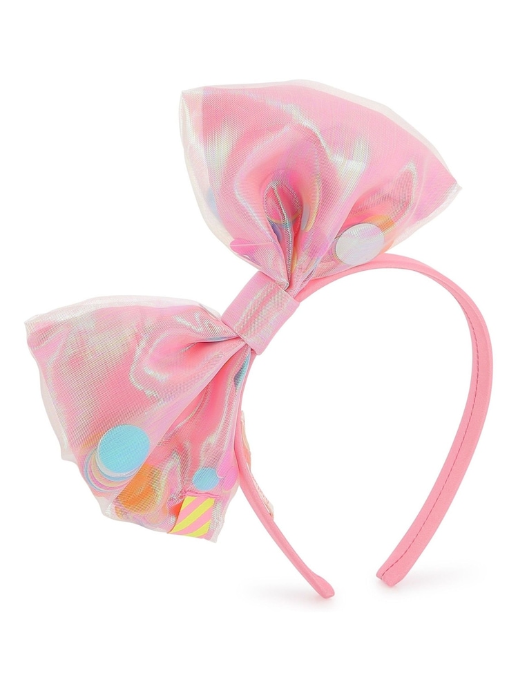Rosa - Billieblush Multicolour Sequin Bow Logo 100% Cotton Headband - Imagen 1 de 3