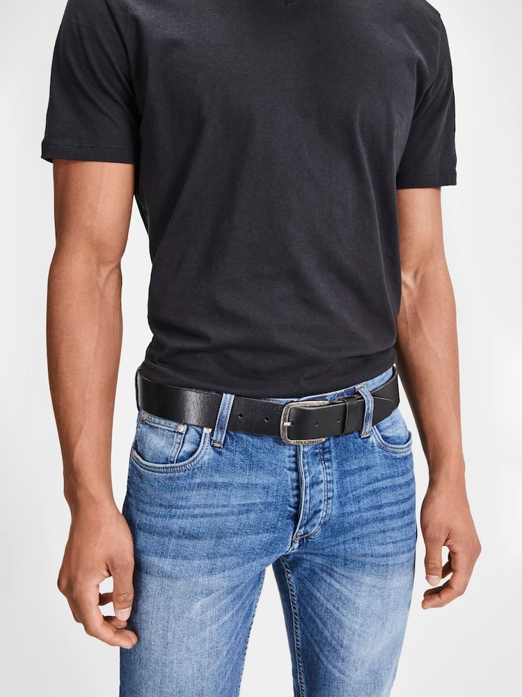 JACK & JONES Black Leather Belt - Image 2 of 2 JACK & JONES Black Leather Belt - Image 2 of 2