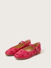 Monsoon Pink Embroidered Patent Heart Ballerina Flats - Image 1 of 3