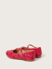 Monsoon Pink Embroidered Patent Heart Ballerina Flats - Image 3 of 3