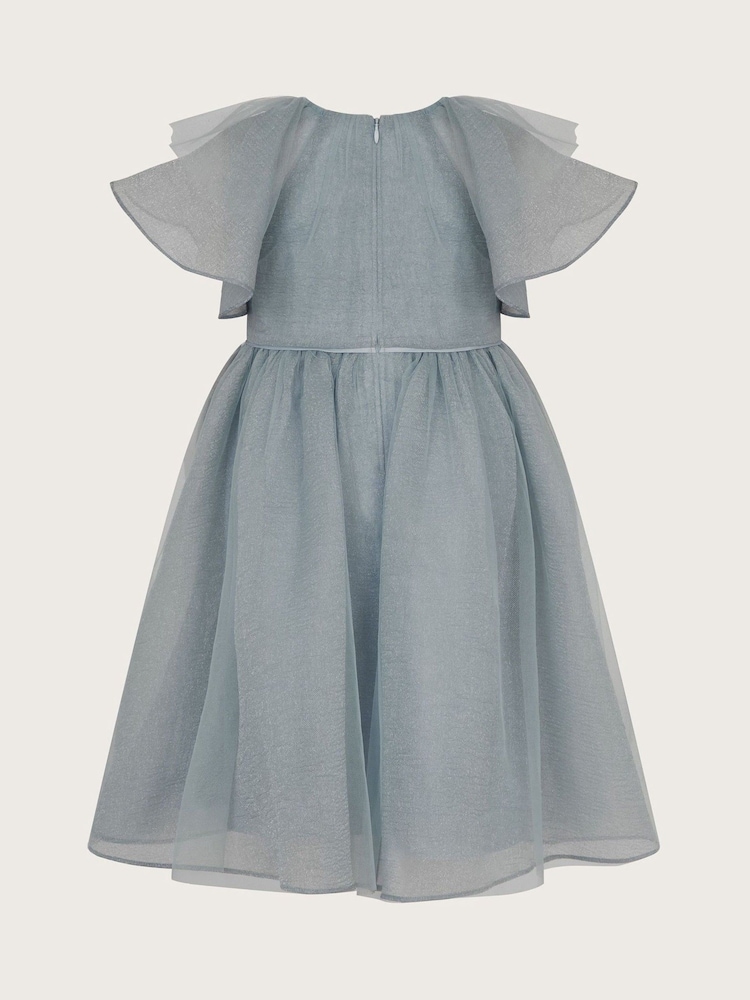 Monsoon Blue Eden Angel Sleeve Sequin Tulle Dress - Image 2 of 4