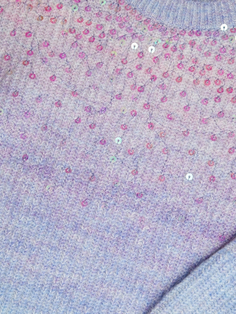 Monsoon Purple Sequin Ombre Jumper - Image 3 of 3