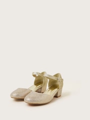 Monsoon Gold Diamante Glitter Two-Part Heels - Image 1 of 3