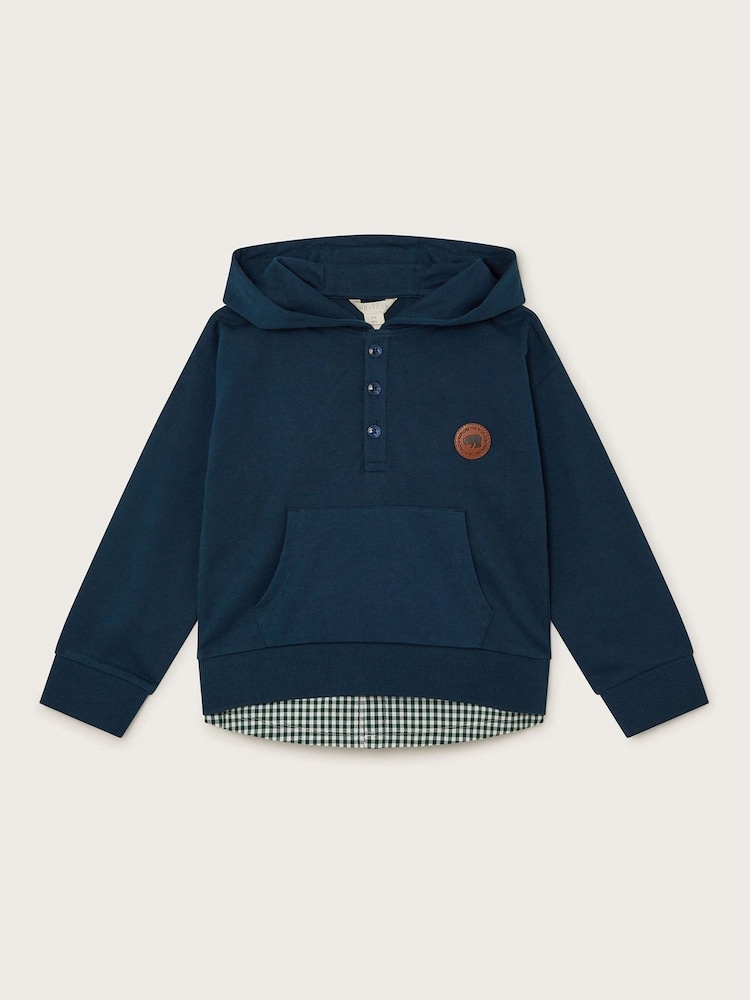 Monsoon Blue Hooded Shirt 100% Cotton Jumper - Image 1 of 3