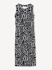 Marc Jacobs Black All Over Logo Print Midi Sleeveless Bodycon Dress - Image 1 of 3