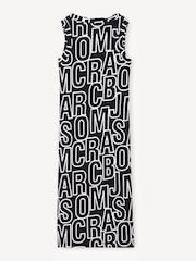 Marc Jacobs Black All Over Logo Print Midi Sleeveless Bodycon Dress - Image 2 of 3