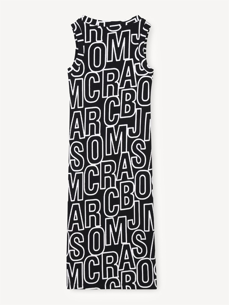 Marc Jacobs Black All Over Logo Print Midi Sleeveless Bodycon Dress - Image 2 of 3