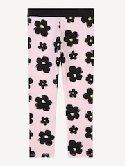 Marc Jacobs Pink Floral Print Leggings With Logo Waistband - Image 2 of 3