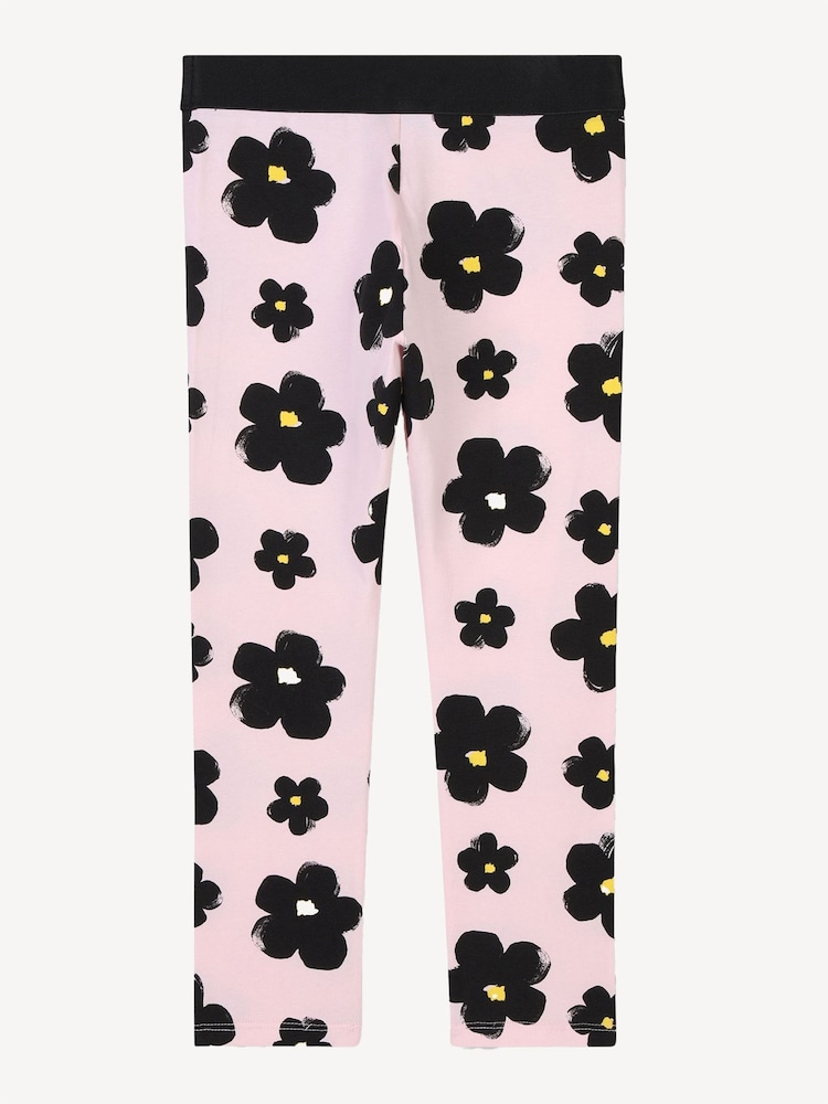 Marc Jacobs Pink Floral Print Leggings With Logo Waistband - Image 2 of 3