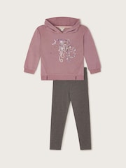 Monsoon Purple Sequin Unicorn Hoodie and Leggings Set - Image 2 of 4