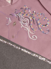Monsoon Purple Sequin Unicorn Hoodie and Leggings Set - Image 4 of 4