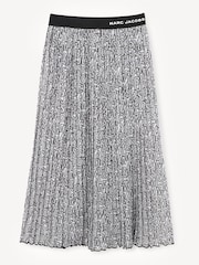 Marc Jacobs Black Sparkle Pleated Midi Skirt With Logo Waistband - Image 1 of 3