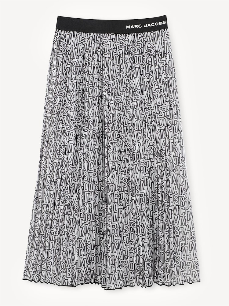 Marc Jacobs Black Sparkle Pleated Midi Skirt With Logo Waistband - Image 1 of 3