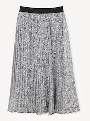 Marc Jacobs Black Sparkle Pleated Midi Skirt With Logo Waistband - Image 2 of 3