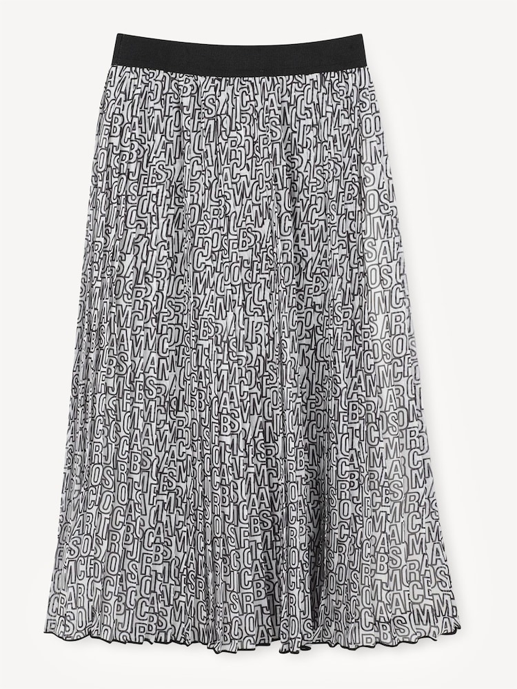 Marc Jacobs Black Sparkle Pleated Midi Skirt With Logo Waistband - Image 2 of 3
