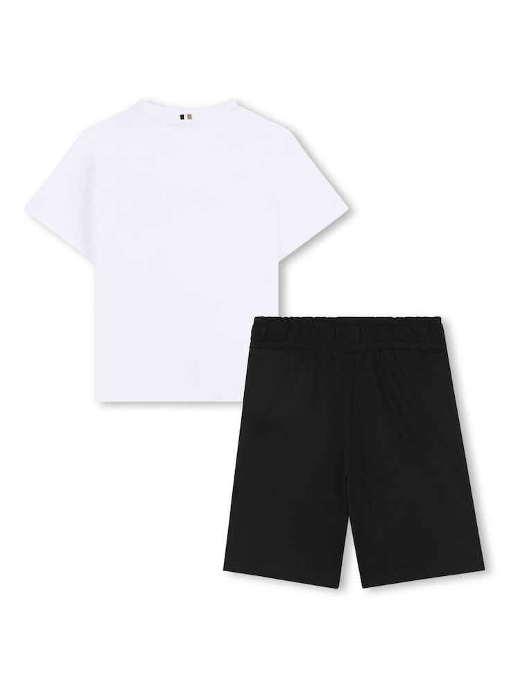 BOSS White Logo Short Sleeve T-Shirt & Short Loungewear Set - Image 2 of 6 BOSS White Logo Short Sleeve T-Shirt & Short Loungewear Set - Image 2 of 6