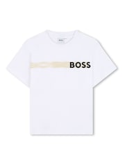 طقم ملابس منزلية من شورت وتيشِرت بكُم قصير مُزيّن بشعار من BOSS - صورة 3 من 6