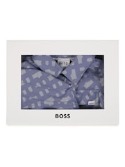 BOSS Blue Baby All-Over Logo Romper & Hat Set - Image 8 of 8