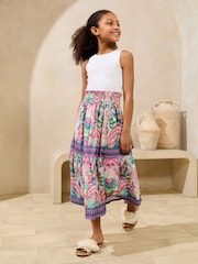 Lipsy White Paisley Print Jersey 2-in-1 Holiday Shop Dress (5-16yrs) - Image 1 of 5
