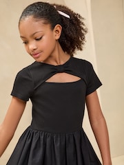 Lipsy Black Bubble Hem Short Sleeve Dress (5-16yrs) - Image 2 of 5