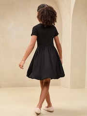 Lipsy Black Bubble Hem Short Sleeve Dress (5-16yrs) - Image 4 of 5