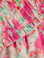 Monsoon Pink Tropical Floral Shirred Top and Skort Set - Image 4 of 4