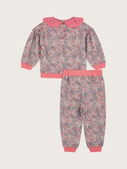 Monsoon Purple Baby Floral Print Sweatshirt and Joggers Set - Image 2 of 3
