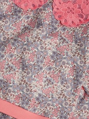 Monsoon Purple Baby Floral Print Sweatshirt and Joggers Set - Image 3 of 3