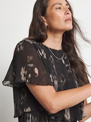 Joanna Hope Tiered Pleated Black Printed Angel Sleeve Dress - Image 3 of 4
