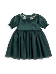 Mamas & Papas Green Embroidered Mesh 100% Cotton Dress - Image 1 of 2