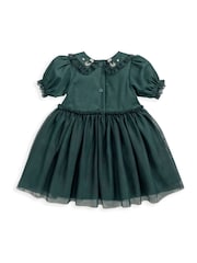 Mamas & Papas Green Embroidered Mesh 100% Cotton Dress - Image 2 of 2