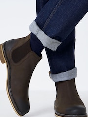 Crew Clothing Brown Parker Leather Chelsea Brown Boots - Image 2 of 6