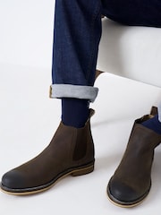 Crew Clothing Brown Parker Leather Chelsea Brown Boots - Image 3 of 6