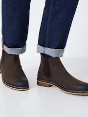 Crew Clothing Brown Parker Leather Chelsea Brown Boots - Image 4 of 6