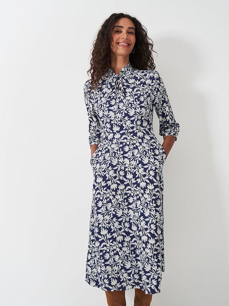 Crew Clothing Blue Gia Twist Front Dress - Image 1 of 6