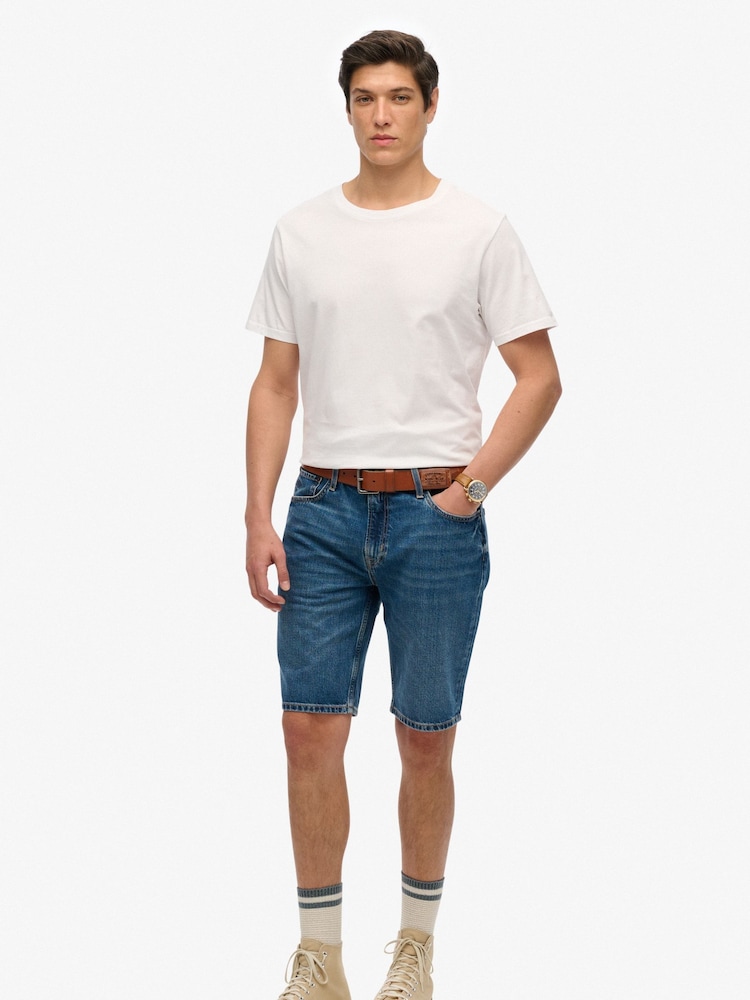 Superdry Blue Denim Vintage Straight Shorts - Image 1 of 7