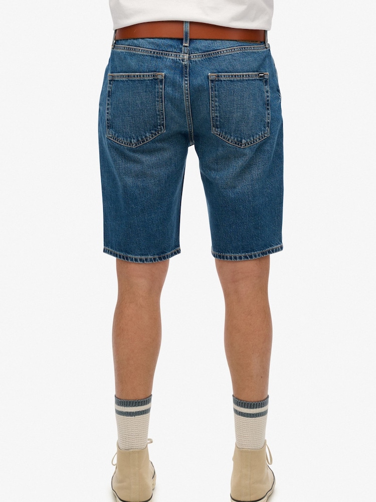 Superdry Blue Denim Vintage Straight Shorts - Image 3 of 7