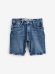 Superdry Blue Denim Vintage Straight Shorts - Image 6 of 7
