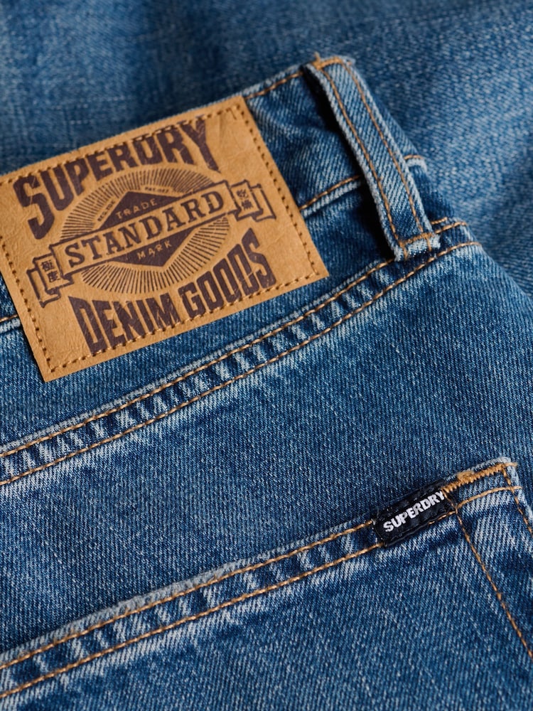 Superdry Blue Denim Vintage Straight Shorts - Image 7 of 7