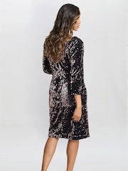 Gina Bacconi Arianne Sequin Velvet Black Dress - Image 2 of 6