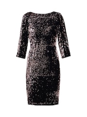 Gina Bacconi Arianne Sequin Velvet Black Dress - Image 6 of 6