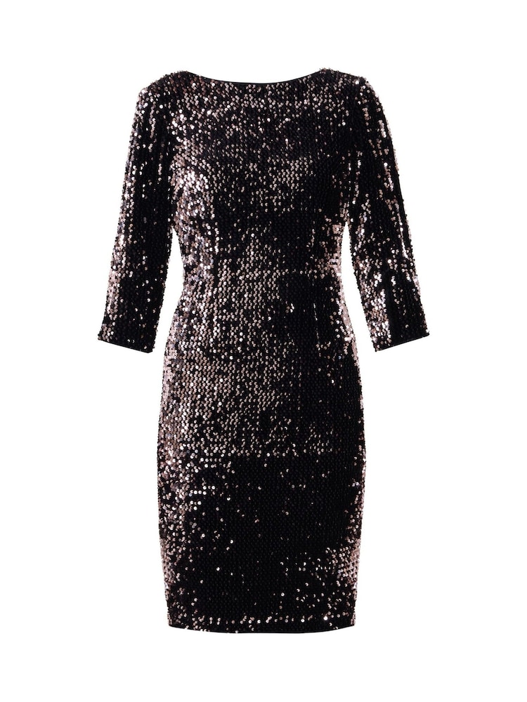 Gina Bacconi Arianne Sequin Velvet Black Dress - Image 6 of 6 Gina Bacconi Arianne Sequin Velvet Black Dress - Image 6 of 6