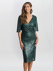 Gina Bacconi Jen Sequin Wrap-Look Dress - Image 1 of 6