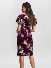 Gina Bacconi Paulina Square Neck Foil Printed Velvet Dress - Image 2 of 5