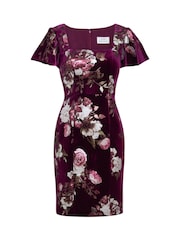 Gina Bacconi Paulina Square Neck Foil Printed Velvet Dress - Image 5 of 5