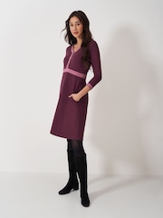 Crew Clothing Company Pink V-Neck Ponte Dress - Image 1 of 6