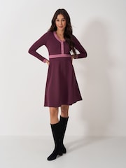 Crew Clothing Company Pink V-Neck Ponte Dress - Image 3 of 6